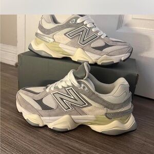New Balance Cream and Gray 9060 sneakers